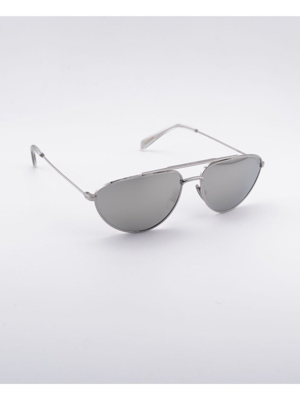 Celine CL40077U 16C Sunglasses Shiny Palladium Aviator Frame, Smoke Mirror Lense